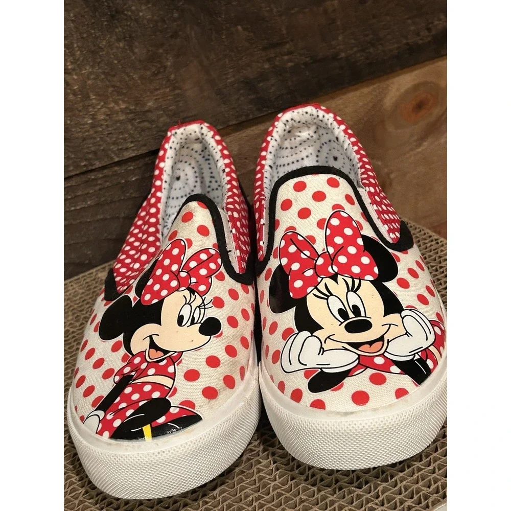 Minnie Mouse Disney Slip-On Shoes | Size 4 | Polka Dot Red White‎